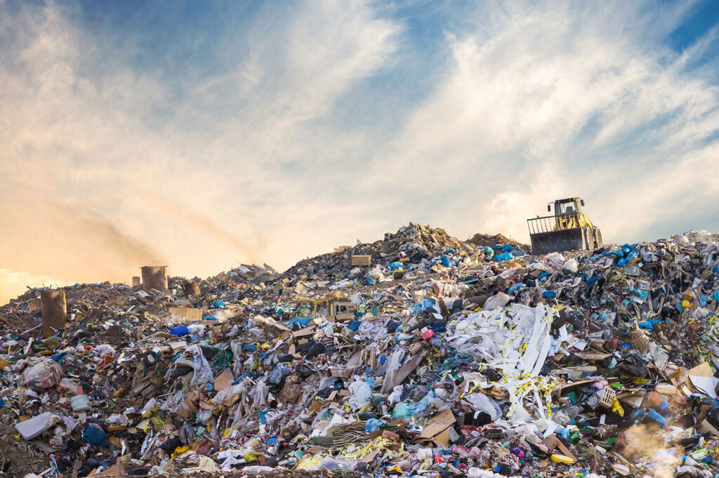 Garbage pile at the landfill